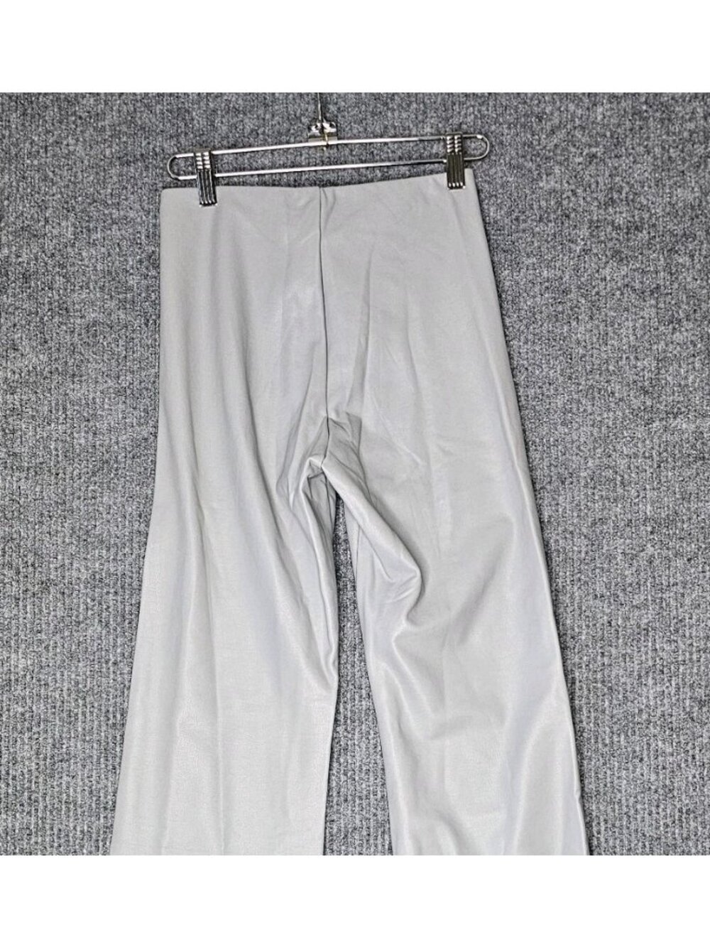 NWT SKIMS Faux Leather Boot Cut Pants sz Small S Cement Mid Rise Stretch FLAW - Picture 5 of 6